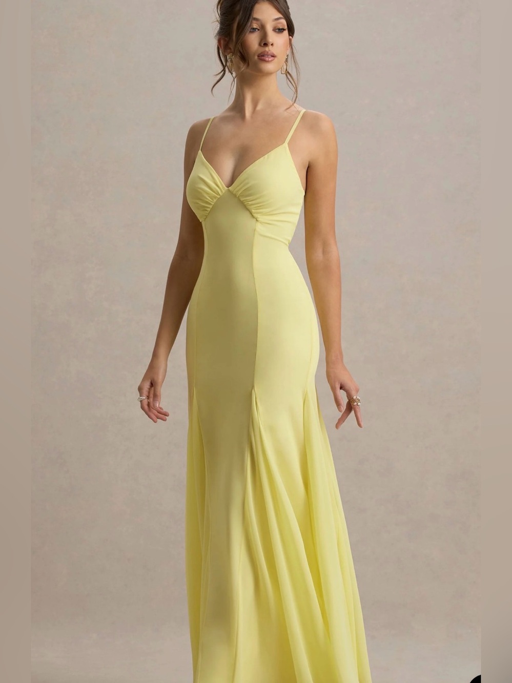 Club London Yellow Spaghetti-Strap Evening Dress size 10